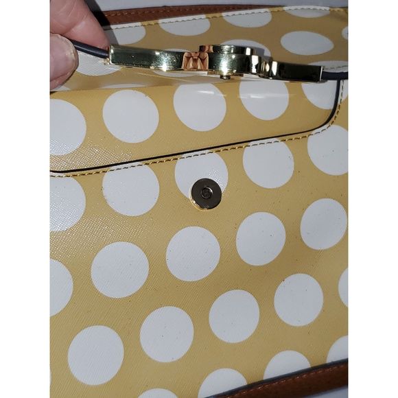 Anne Klein Crossbody Shoulder Bag Polka Dot Adjustable Strap Faux Leather Spring - Picture 6 of 16